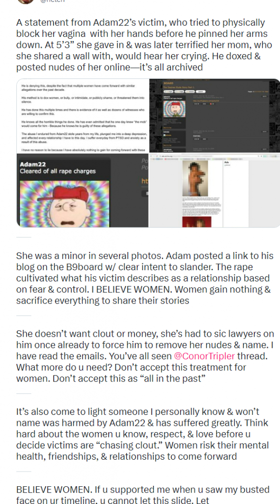 Helen's statement about Adam 22