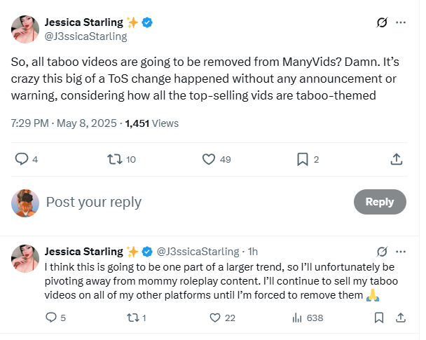 ManyVids Says You Can Still Bang Your STEP-Dad Just Not Your Brother