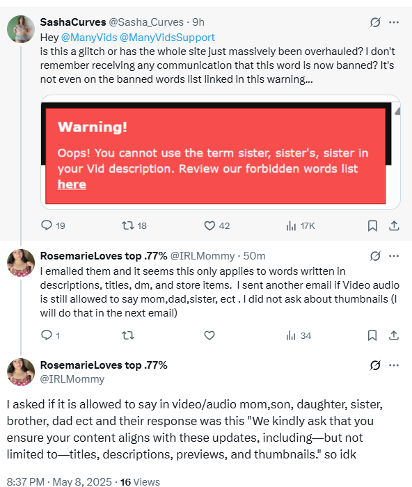 ManyVids Says You Can Still Bang Your STEP-Dad Just Not Your Brother