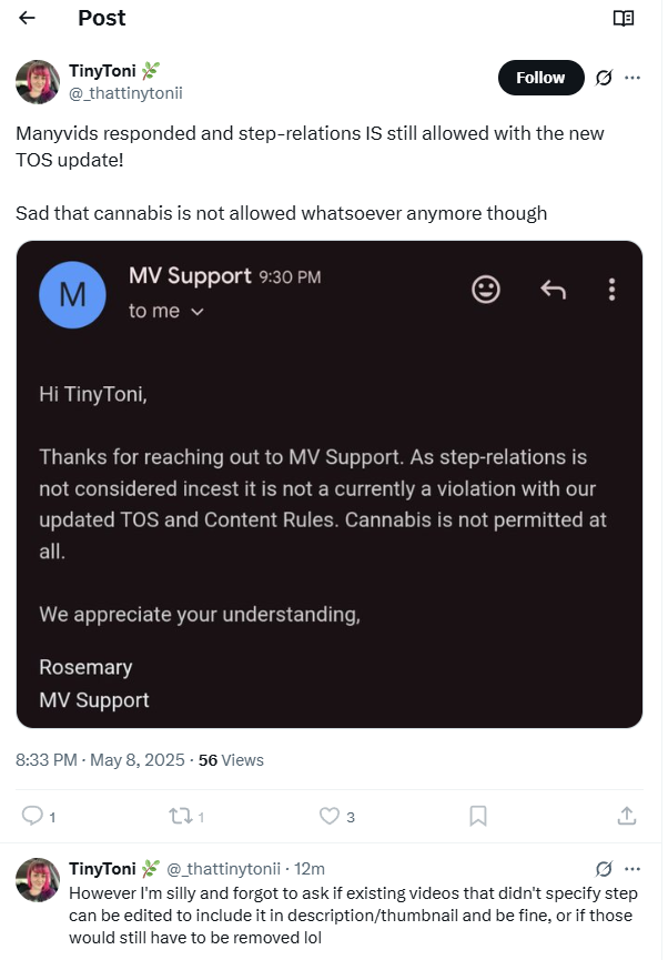 ManyVids Says You Can Still Bang Your STEP-Dad Just Not Your Brother