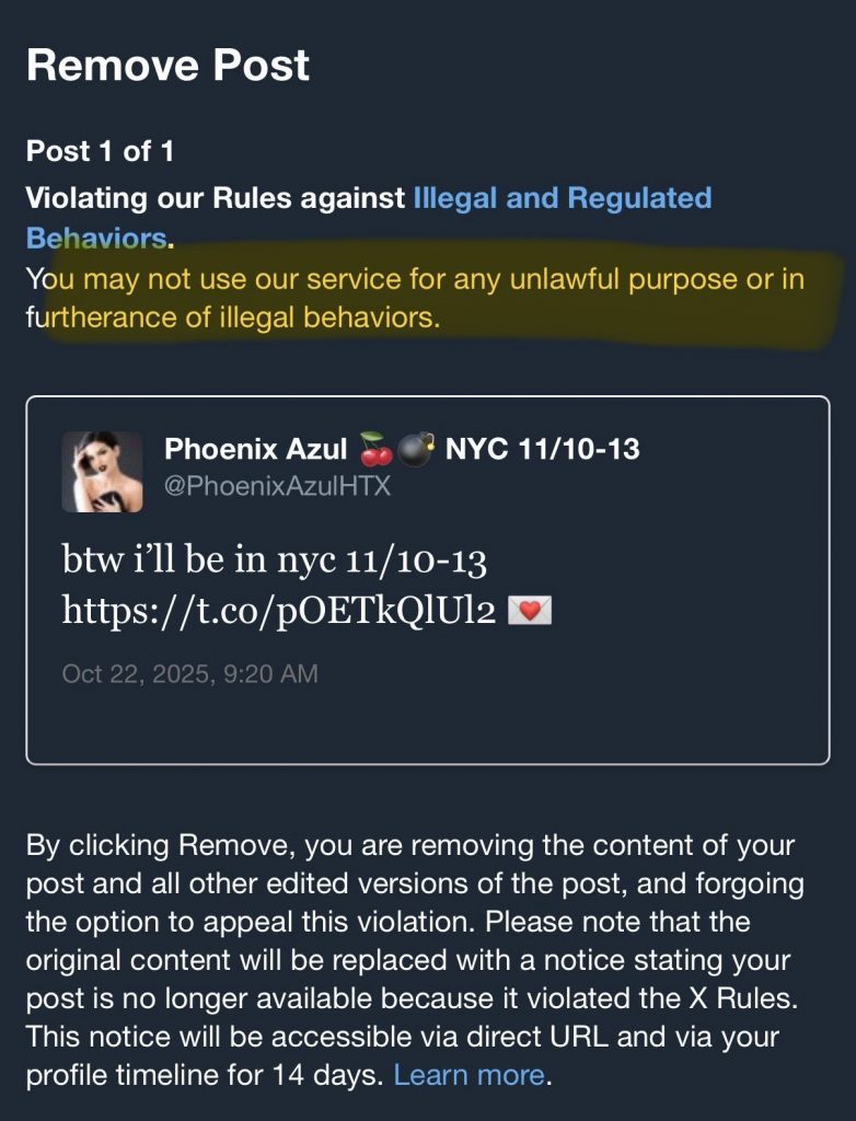 Posting 'Tour' Dates on X Will Get You Banned