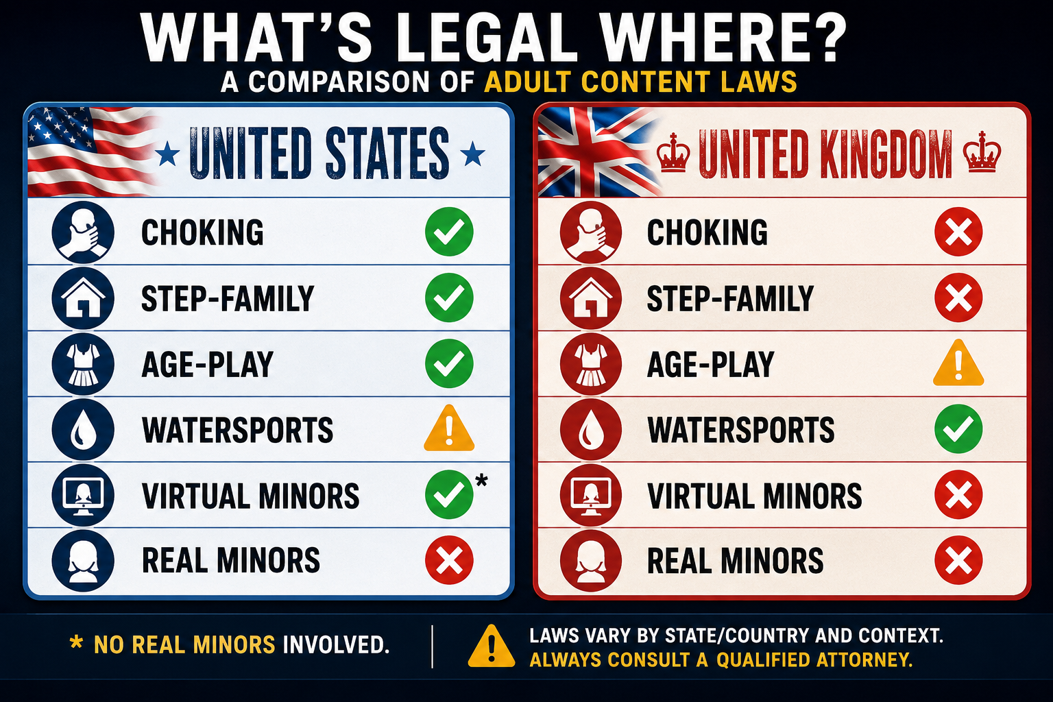 US vs UK Obscenity Laws: What Adult Creators Need to Know